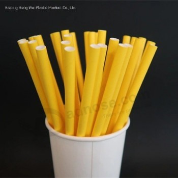 8mm*Customized Disposable Biodegradable Yellow Drinking Straw Paper Straw
