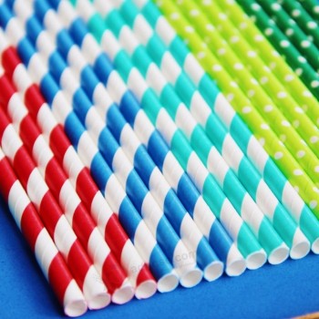 Biodegradable Eco Friendly Strip Colors Printing Paper Straws