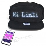 linli 광고 USB 충전 APP 제어 스크롤 메시지 디스플레이 LED 모자, 깜박이는 마술 모자, 가벼운 모자