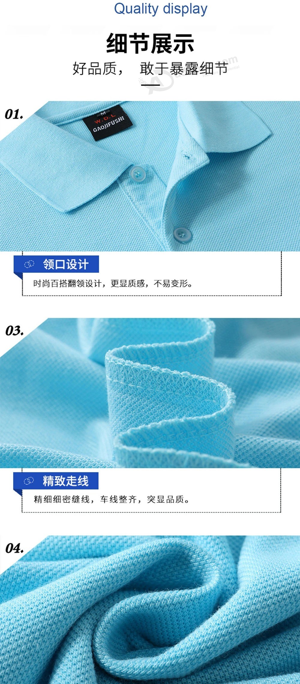 Camisa Polo personalizada de color sólido Camiseta de algodón Ropa de trabajo Manga corta Bordado personalizado Camisa publicitaria Logotipo impreso DIY