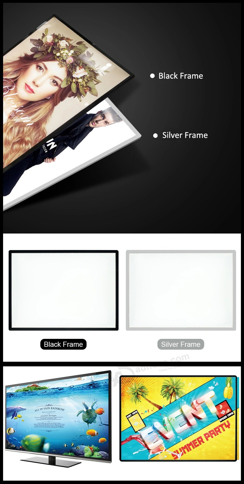 Pubblicità Pannello luminoso a LED Pannello tabellone per le affissioni Poster in alluminio Frame marketing Scatole luminose del prodotto