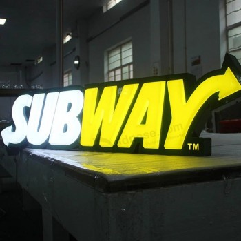 acrílico sinalização de prédio de rua publicidade metrô loja de alimentos luz
