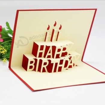 사용자 정의 로고 생일 창조적 인 엽서 3D 감사 카드 종이 컷 스테레오 팝업 인사말 카드 봉투