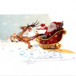 圣诞快乐圣诞老人鹿卡礼品卡3D卡定制圣诞礼物纪念品明信片