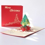 メリークリスマスツリーギフトカード3Dポップアップカード手作りカスタムグリーティングカードクリスマスギフトお土産ポストカード