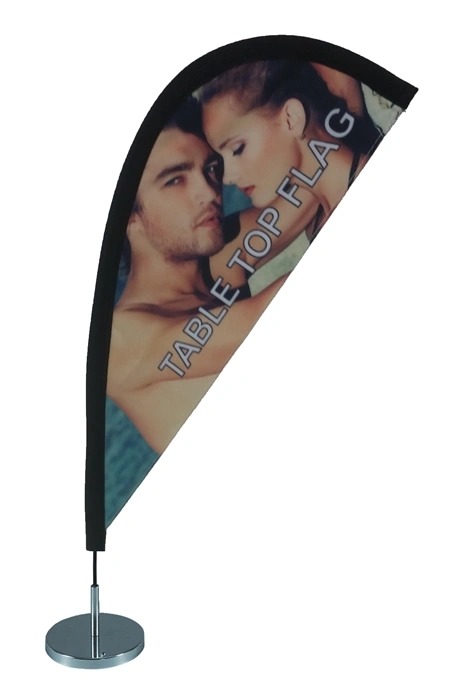 Customized printed Teardrop table Flag with Stainless steel Stand