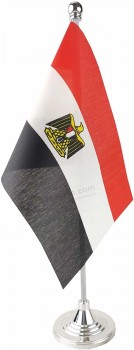 Bandera de mesa de Egipto, pegue una pequeña bandera de mesa de oficina con bandera egipcia pequeña en el soporte con base de soporte