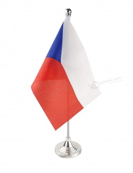14*21cm custom printing czech republic table flag mini desk flag with base