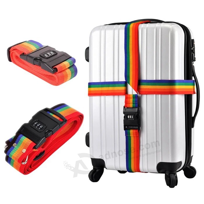 旅行荷物ストラップ卸売、カラフルな荷物ストラップ、シルクスクリーンプリントスーツケースベルト