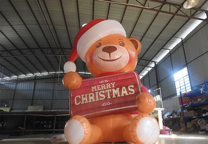Пользовательский надувной мультфильм Медведя для украшения фестиваля Рождества