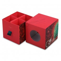 Juego de té con inserto divisor de papel de impresión personalizado, caja de regalo con cajón deslizante