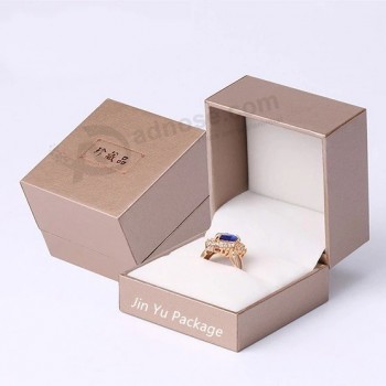 embalagem de joias para presente de plástico de papel personalizado Hinger Caixa para anel