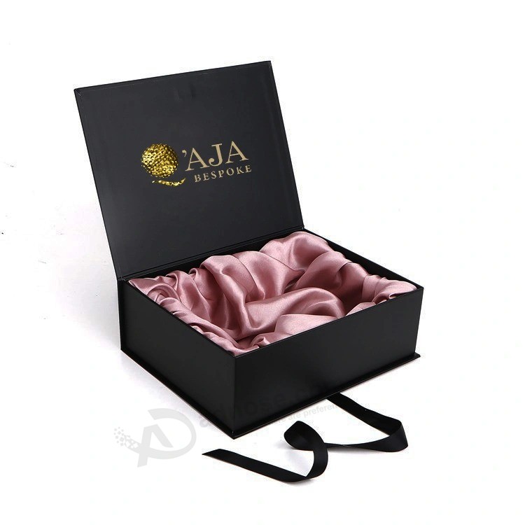 Hair bundles Packaging Box extension Bags with Satin human Weave hair Gift storage Box with Ribbon closure for Wig Accessories