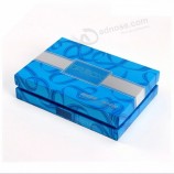 Caja de embalaje de papel de regalo de plástico cosmético de lujo azul interior