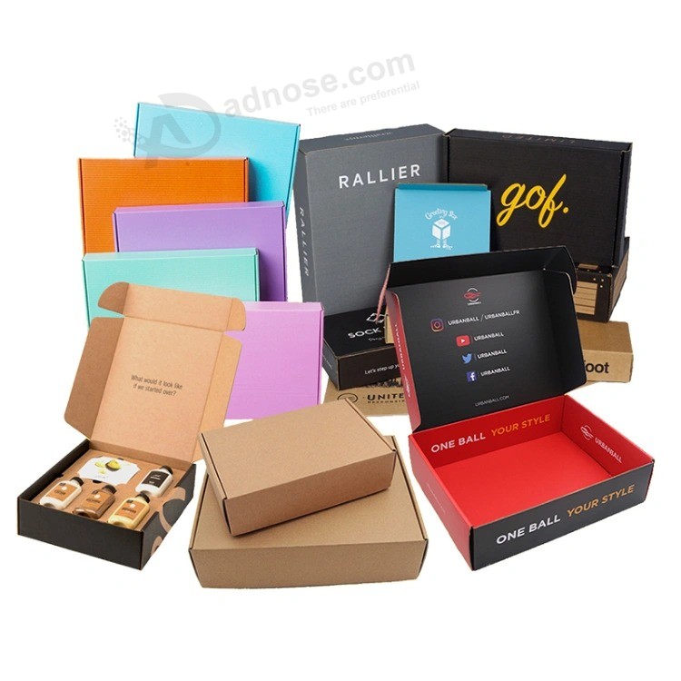 사용자 정의 크기 인쇄 색상 범용 의류 양말 화장품 우편 배송 포장 선물 골판지 종이 상자