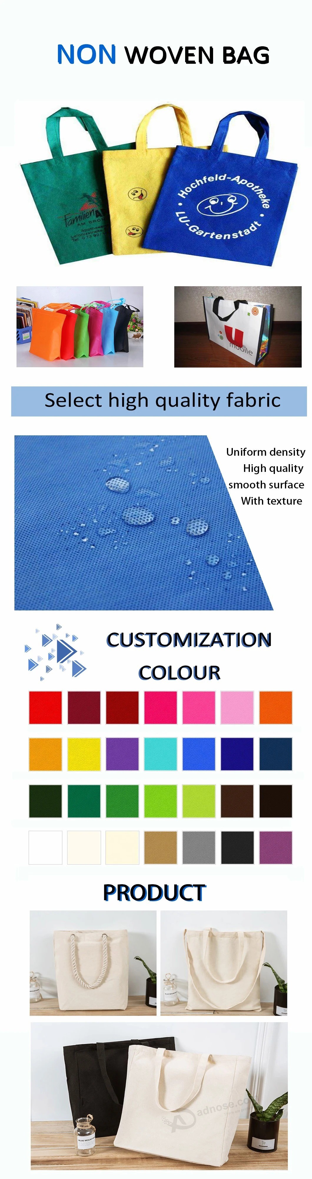 Printed laminated Custom ultrasonic Custom Non woven Tote Bag for Promotional