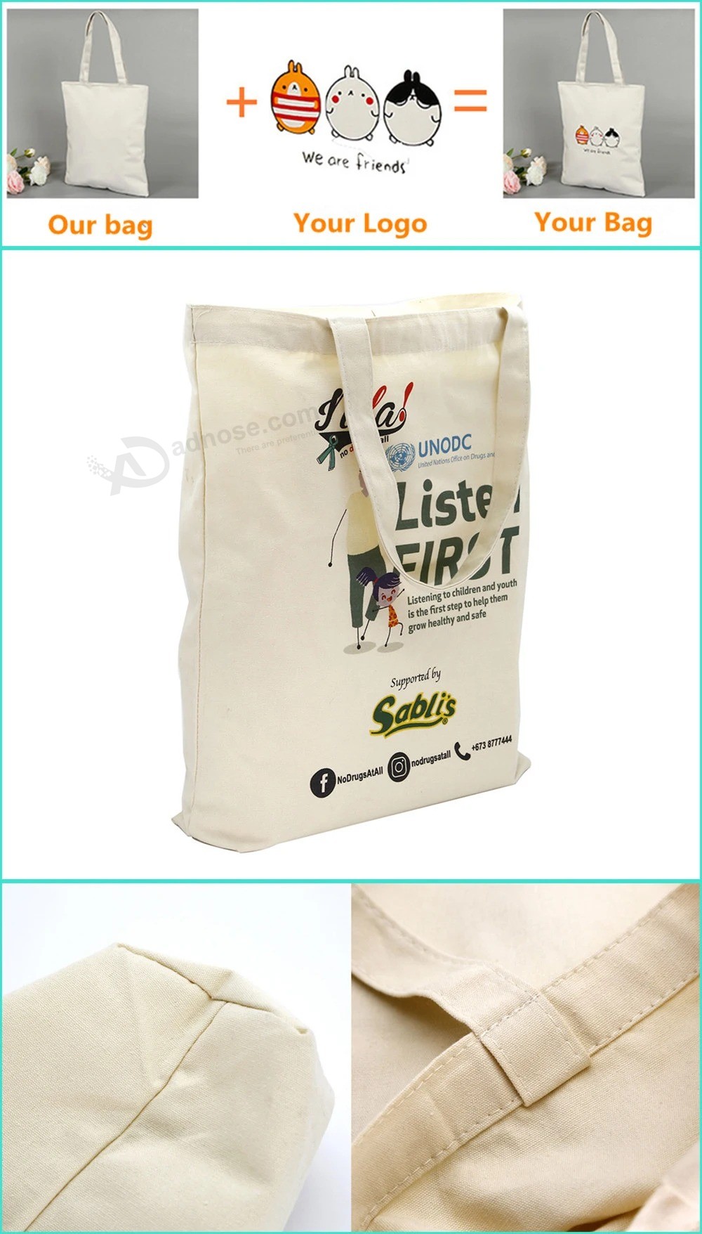 Customized Recyclable Eco-Friendly PP Non Woven/PP Woven/Canvas/Nylon Polyester Drawstring Shopping Bag for Promotion