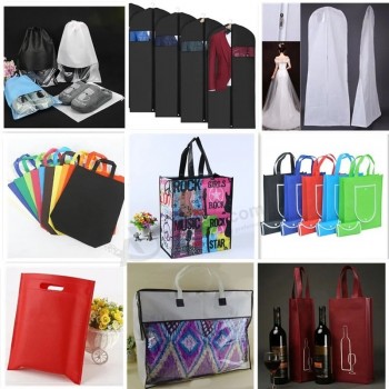 wholesale recyclable laminated reusable foldable Eco friendly PP wine drawstring garment wedding dress shopping gift shoe blanket packaging Bag