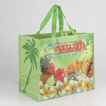 Рекламная сверхмощная глянцевая ламинация 120 г / м2 Нетканая тканая сумка для покупок с фруктами из полипропи