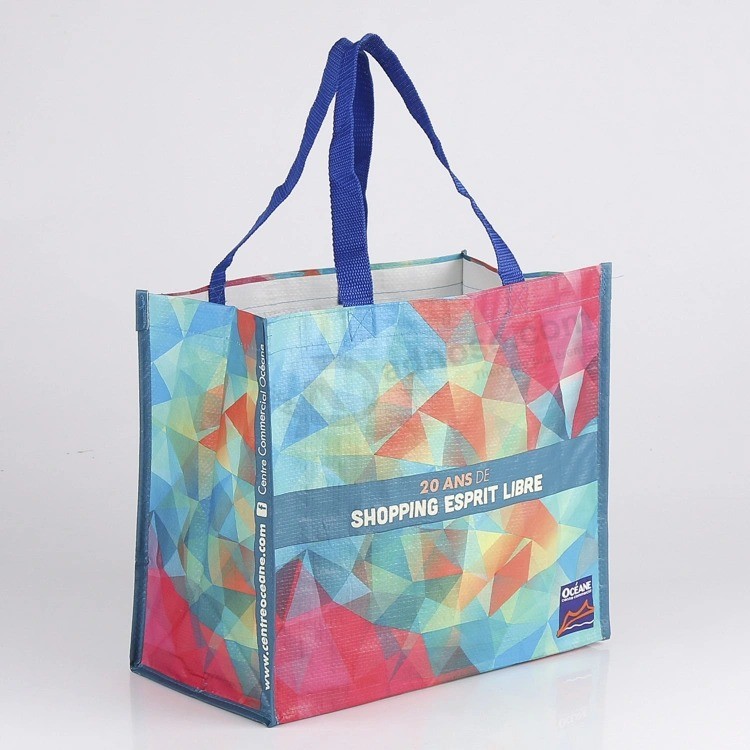 Рекламная сверхмощная 120гсм глянцевая нетканая сумка для покупок с фруктами из полипропилена, сплетенная из полипропилена сумка для супермаркета