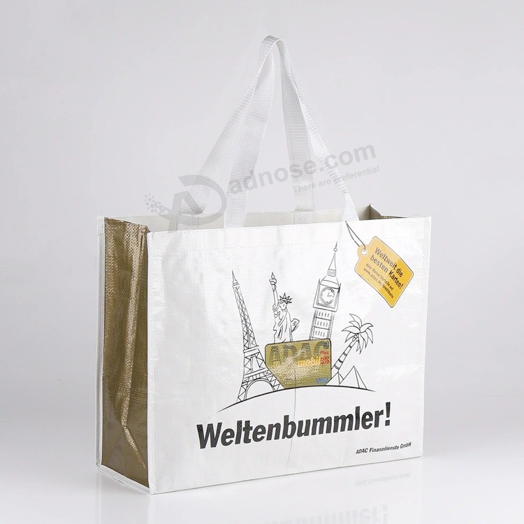 Promotional Heavy Duty 120GSM Glossy Lamination Non Woven PP Woven Fruit Shopping Tote Bag, PP Woven Supermarket Bag