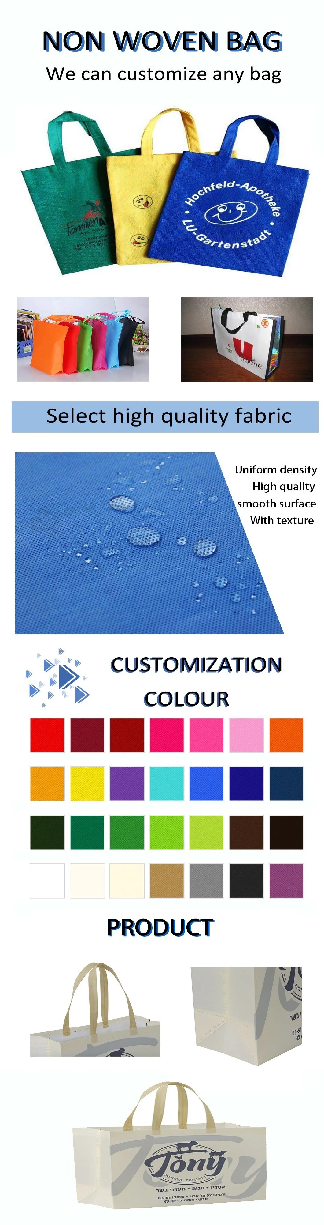 Benutzerdefinierte Laser Farbe Öko gedruckt Vlies Promotion Shopping Faltbare Tragetaschen