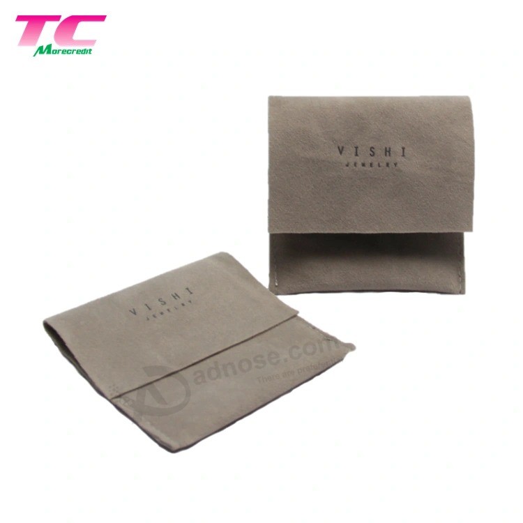 Stylish Grey Custom Jewelry Pouch Velvet Small Jewelry Bag for Luxury Items