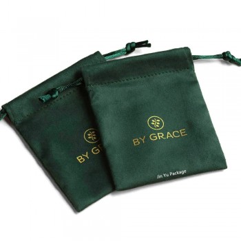 Dark Green Custom Velvet Drawstring Gift Jewelry Packaging Pouch Bag