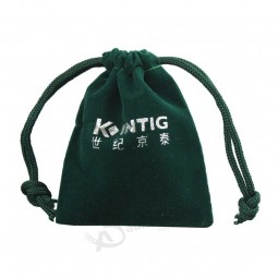 Bolsa de regalo de terciopelo verde con cordón personalizado Bolsa