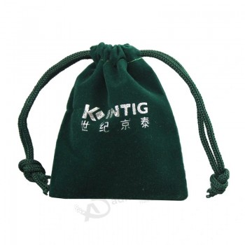 Customized Green Drawstring Velvet Gift Pouch Bag