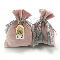 borsa con coulisse in velluto con nappa, sacchetto di imballaggio cosmetico della caramella di cerimonia nuziale del sacchetto della matita del profumo dell'orologio del regalo dei