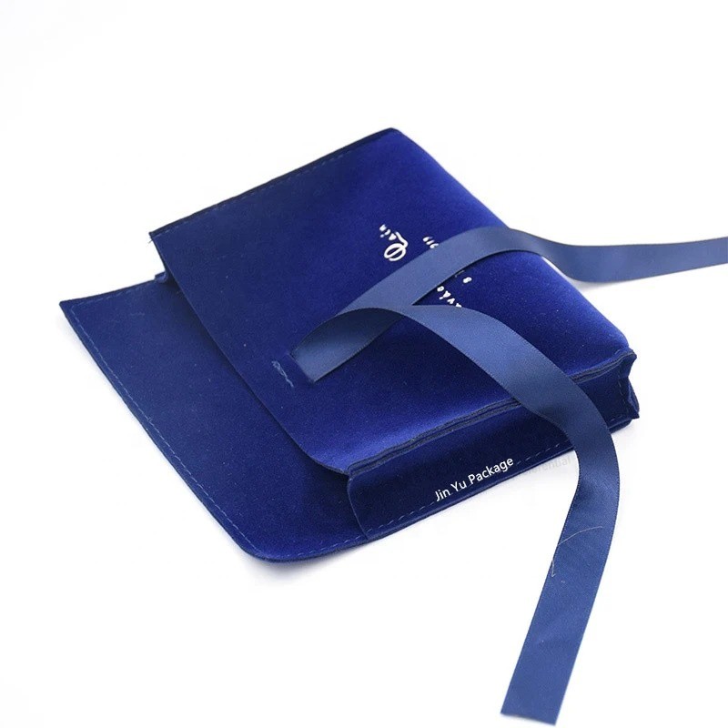 Custom nacyblue Color velvet Bow-Tie jewelry Gift packaging Pouch Bag