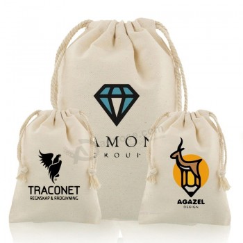 bolsa para pó de algodão personalizado reciclado bolsa de joias orgânicas com cordão Bolsa de lona com cordão para joias bolsas para pó de sapato