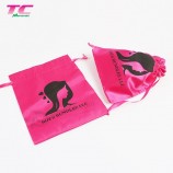 promotionele aangepaste paarse zijdeachtige cosmetische sieraden verpakking zak fabriek, paarse satijnen stof koord geschenkzakjes