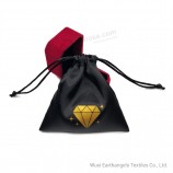 Bolsa de joias de cetim personalizada com cordão em bolsa