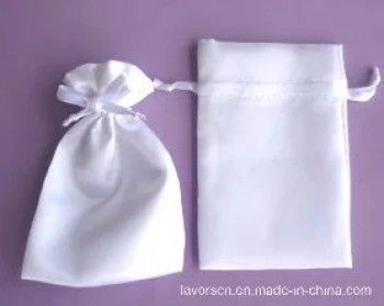 Высококачественный белый атласный подарочный мешочек на шнурке