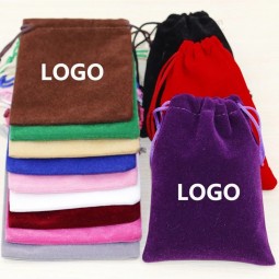 Wholesales Customize Promotional Printed Logo Satin Lined Small Velvet Gift Jewelry Watch Perfume Pencil Packing Pouch Cosmetic Bag