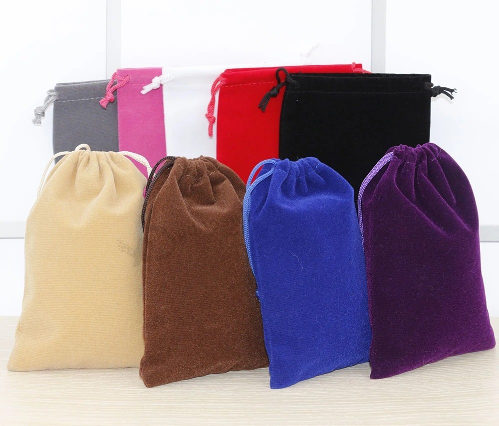Velvet drawstring Bag, wholesale Customize promotional Printed logo Satin lined Small gift Jewelry watches Perfume pencil Packaging small Pouch Bag