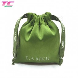 Small Green Satin Gift Bag Drawstring Pouch Wedding Favors Candy Jewelry Bags