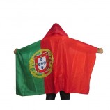 주문 폴리 에스테 스포츠 팬 국가 판초 케이프 착용 할 수있는 깃발