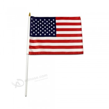 Оптовая пользовательский логотип национальные американские флаги рука развевающийся флаг