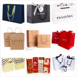personalizado de lujo reciclado moda papel kraft embalaje impresión regalo joyería promocional embalaje cosmético bolsa de compras