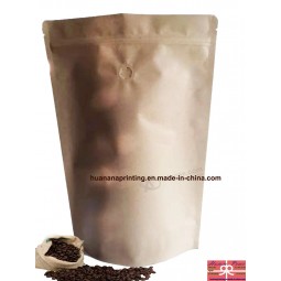 Bolsa de embalaje de café Levántese Bolsa con cremallera Papel kraft Papel de aluminio