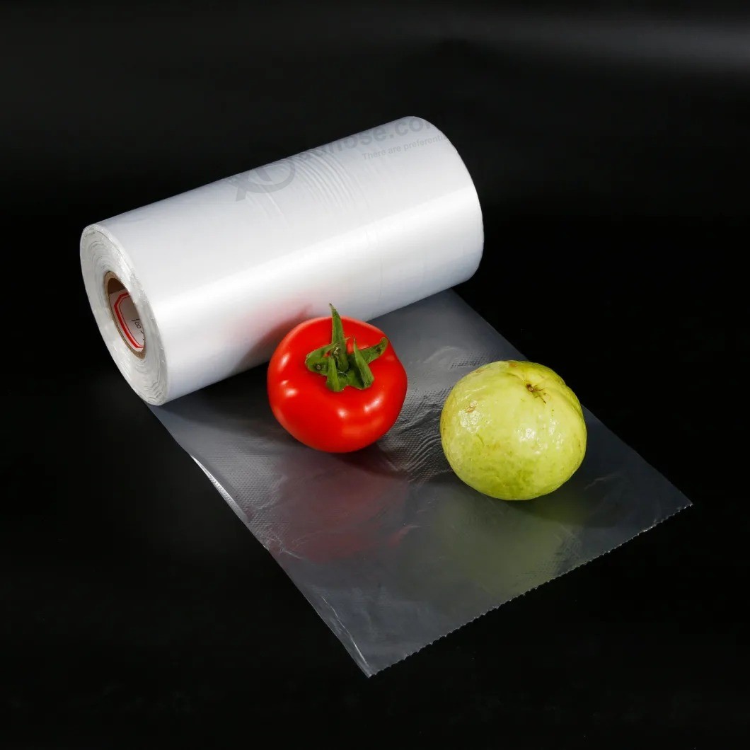 Alimentos de plástico Verduras frutas Camiseta de embalaje Chaleco de transporte Bolsas de basura Sacos de basura Compras basura Basura Bolsa de embalaje de basura