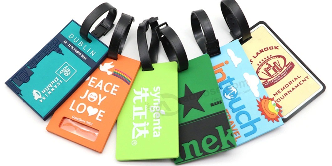 Customized logo Silicon hang Tag PVC soft Rubber luggage Tags