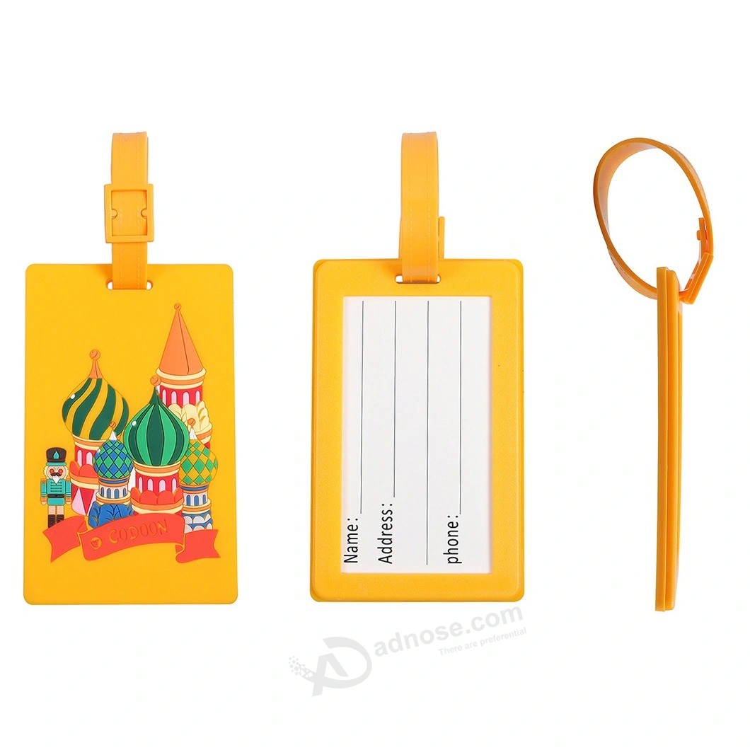 Customized logo Silicon hang Tag PVC soft Rubber luggage Tags