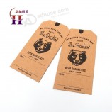 China Label Hersteller individuell bedruckte Bär Tier Marke Logo recycelt Kraftpapier Jeans hängen Tags mit Ösen