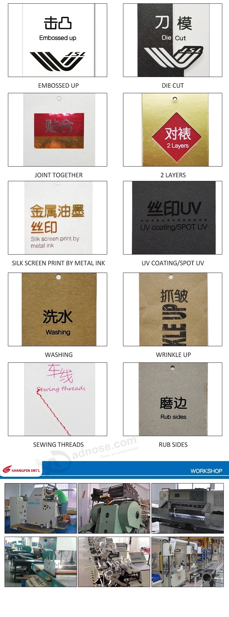 China factory Best quality Product custom Design printing Paper hang Tags