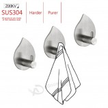 stainless steel 3m single adhesive door wall metal coat hooks Big base robe