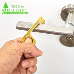 anti virus No touch Key zero touchless contactless germ free hygiene copper hand keychain  door opener hook